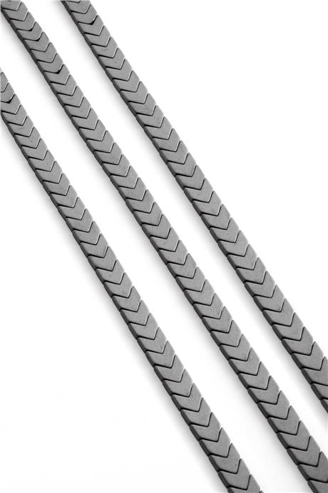 Hematit Taşı Çavuş Kesim Mat Gri 6x3mm Doğal Taş Dizi