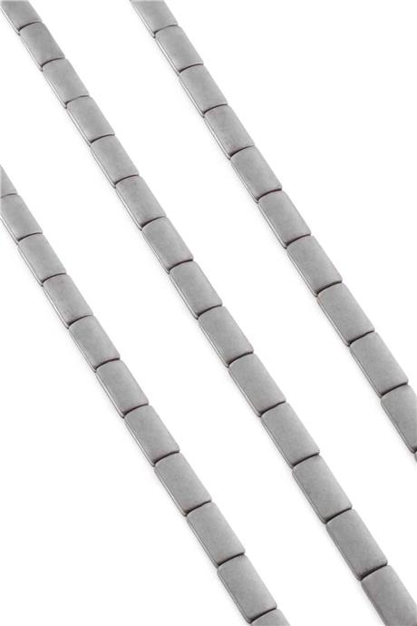 Hematite Natural Stone Matte Grey 7x13mm String Of Beads