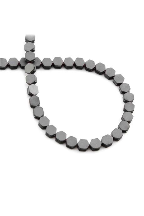 Hematite Natural Stone Matte Grey Hexagon Cut 5x5mm String Of Beads
