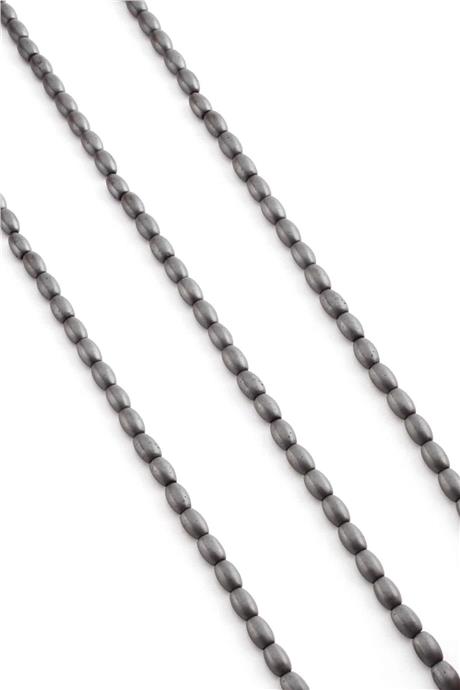 Hematite Natural Stone Matte Grey Barley Cut 4x6mm String Of Beads