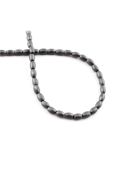 Hematite Natural Stone Matte Grey Barley Cut 4x6mm String Of Beads