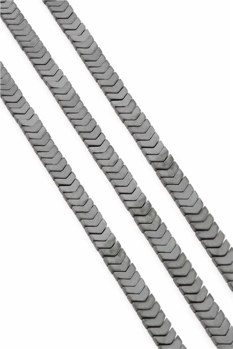 Hematit Taşı Çavuş Kesim Mat Gri 6x2mm Doğal Taş Dizi