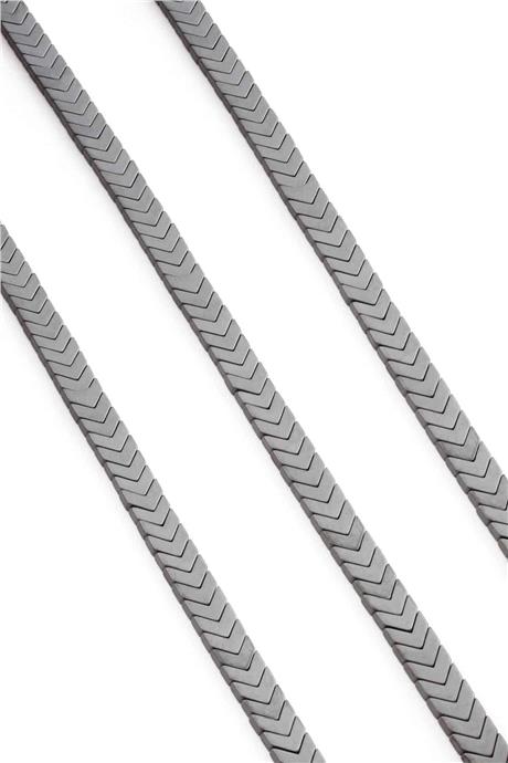 Hematite Natural Stone Matte Grey Sergeant Cut 7x2mm String Of Beads