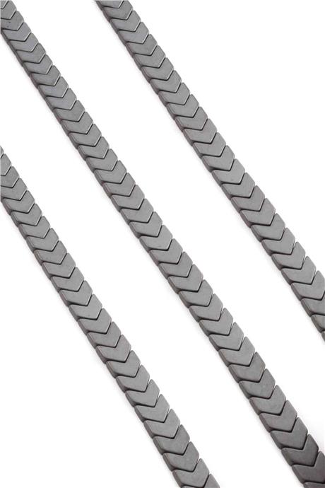 Hematit Taşı Çavuş Kesim Mat Gri 8x3mm Doğal Taş Dizi