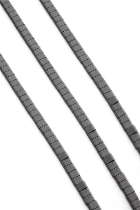 Hematite Natural Stone Matte Grey Double Hole 6x4mm String Of Beads