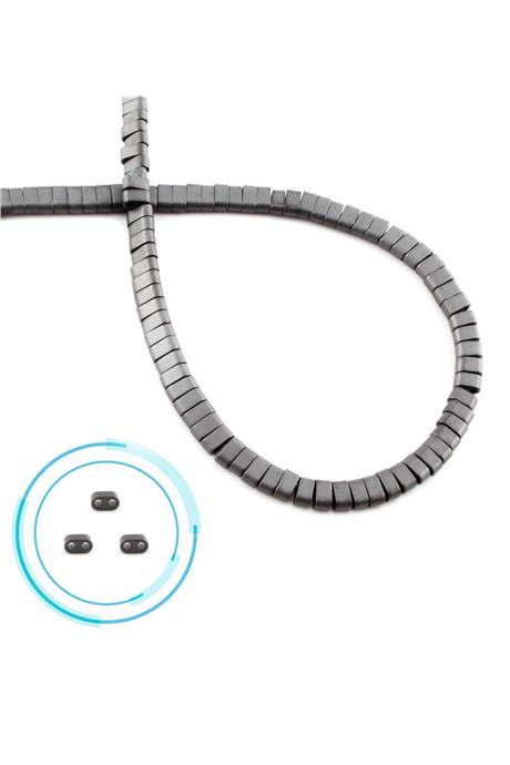 Hematite Natural Stone Matte Grey Double Hole 4x2mm String Of Beads