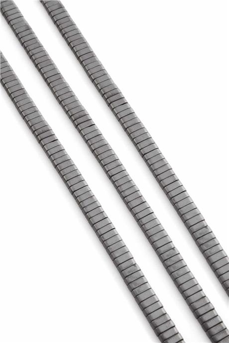 Hematite Natural Stone Matte Grey Double Hole 6x2mm String Of Beads