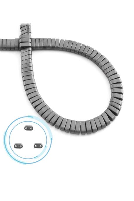 Hematite Natural Stone Matte Grey Double Hole 6x2mm String Of Beads