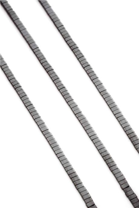 Hematite Natural Stone Matte Grey Double Hole 4x2mm String Of Beads