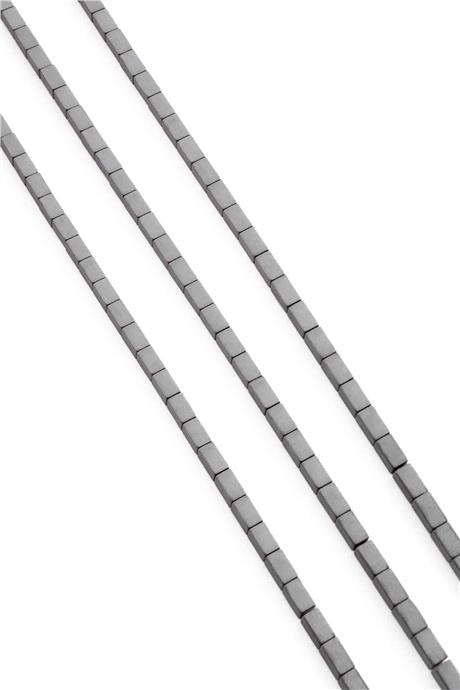 Hematite Natural Stone Matte Grey Rectangular Cut 3x5mm String Of Beads