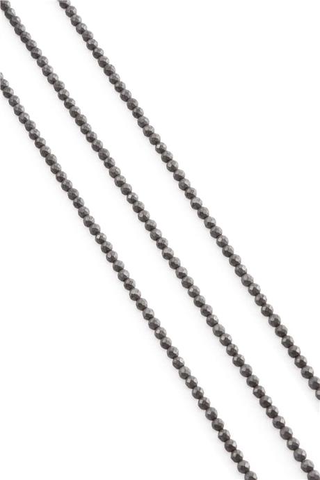Hematite Natural Stone Matte Grey Facet Cut 3mm String Of Beads