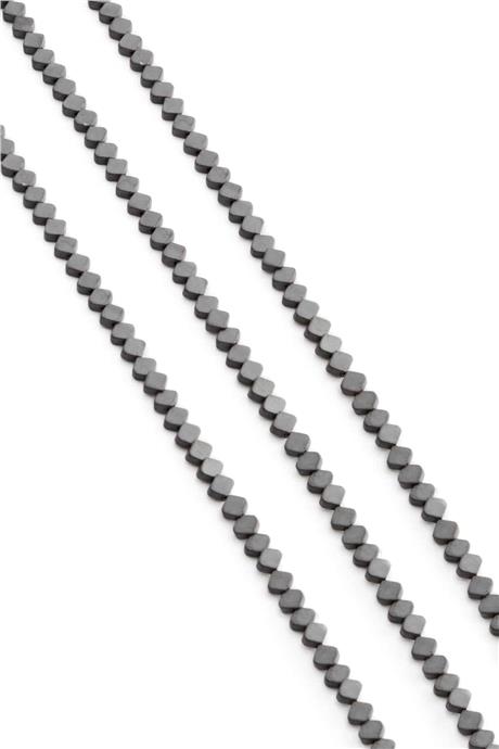 Hematite Natural Stone Matte Grey Square Cut 4x4mm String Of Beads