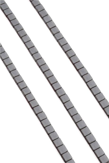 Hematite Natural Stone Matte Grey Square Cut 6x6mm String Of Beads
