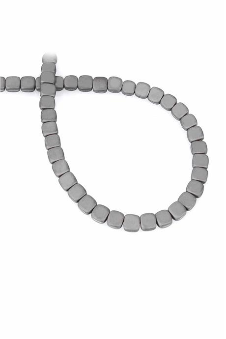Hematite Natural Stone Matte Grey Square Cut 6x6mm String Of Beads