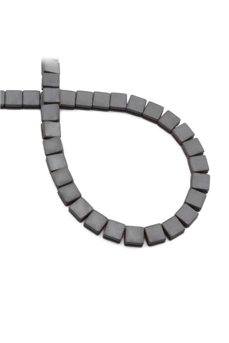 Hematite Natural Stone Matte Grey Square Cut 6x6mm String Of Beads