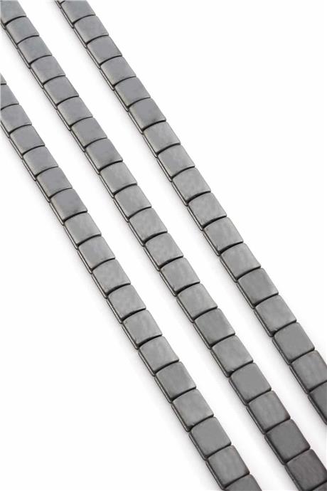 Hematit Taşı Bombeli Kare Kanallı Kesim Mat Gri 7x7mm Doğal Taş Dizi