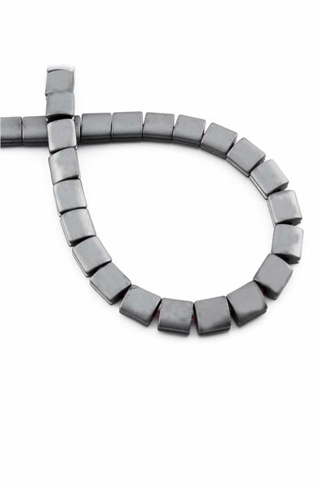 Hematit Taşı Bombeli Kare Kanallı Kesim Mat Gri 7x7mm Doğal Taş Dizi