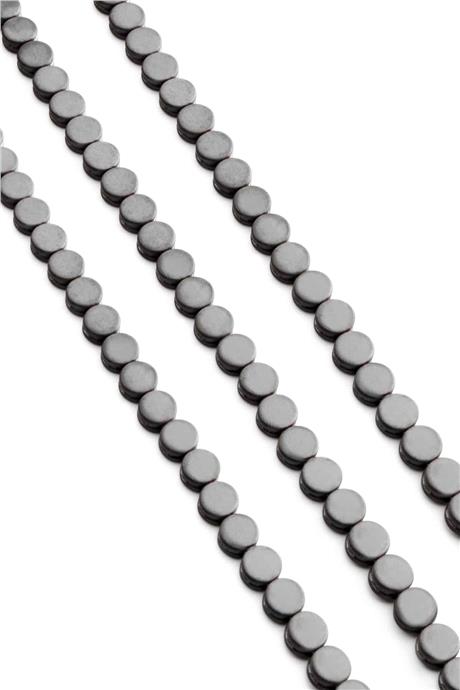 Hematit Doğal Taş Mat Gri Oval Kesim 8mm Dizi [AA]