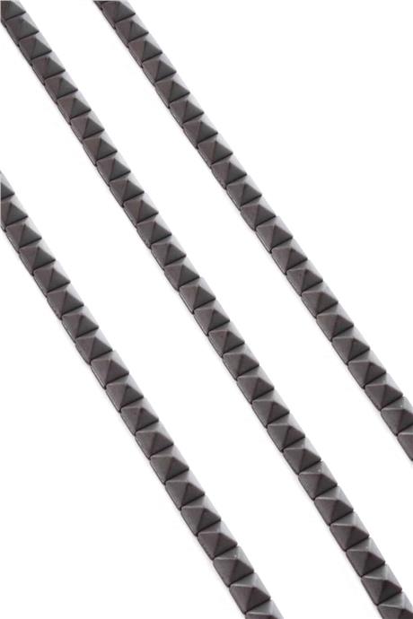 Hematite Natural Stone Matte Grey Pyramid Cut 6x6mm String Of Beads