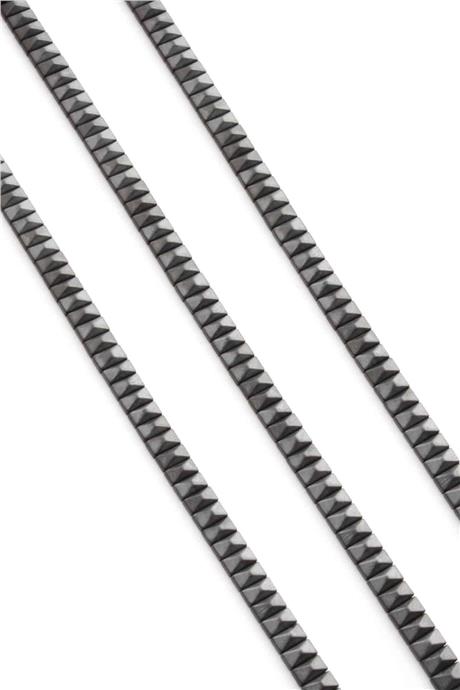 Hematite Natural Stone Matte Grey Pyramid Cut Double Hole 6x3mm String Of Beads