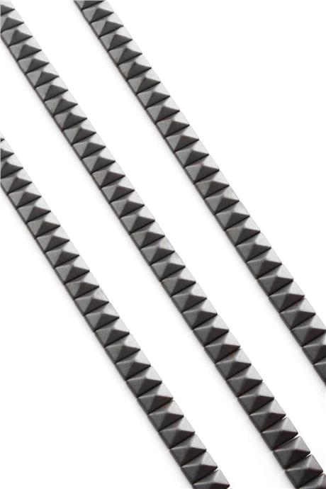 Hematit Taşı Piramit Kesim Mat Gri 8x5mm Doğal Taş Dizi