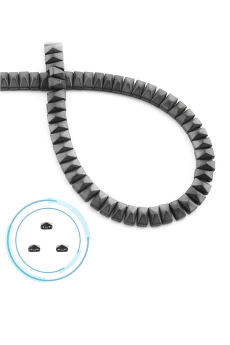 Hematite Natural Stone Matte Grey Pyramid Cut Double Hole 6x3mm String Of Beads