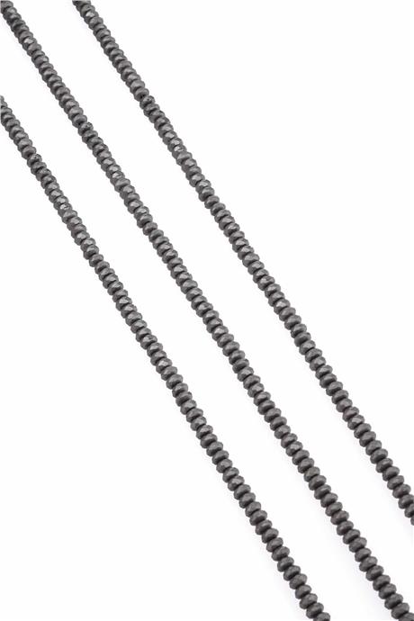 Hematit Taşı Fasetli Rondela Kesim Mat Gri 4x2mm Doğal Taş Dizi
