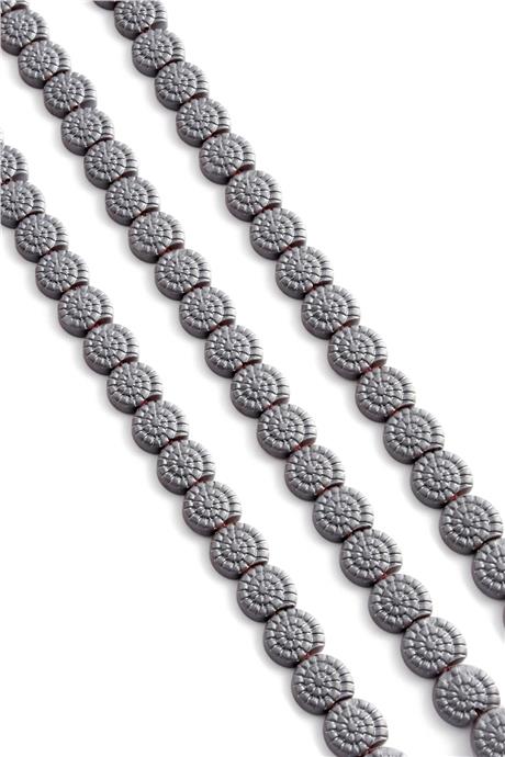 Hematite Natural Stone Matte Grey Snail Shell Peel Cut 10mm String Of Beads