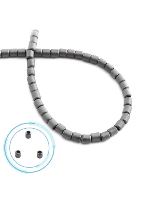 Hematite Natural Stone Matte Grey Cylinder Cut 4x4mm String Of Beads