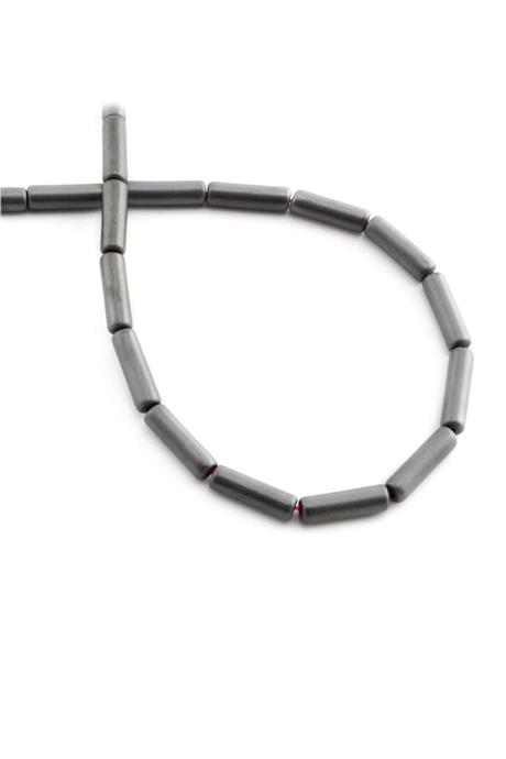 Hematit Taşı Silindir Kesim Mat Gri 4x13mm Doğal Taş Dizi