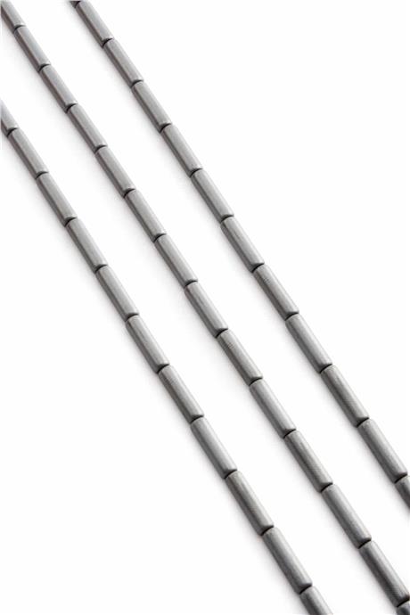 Hematit Taşı Silindir Kesim Mat Gri 4x13mm Doğal Taş Dizi