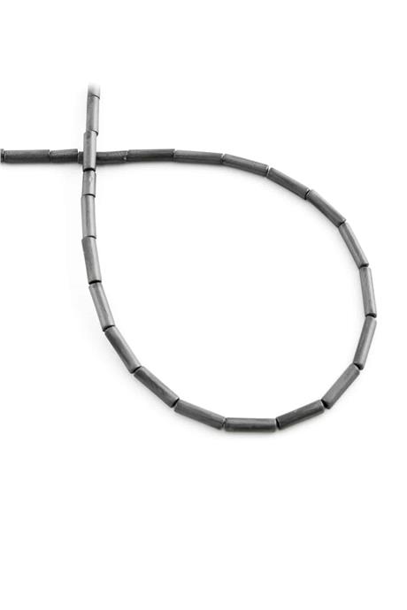 Hematite Natural Stone Matte Grey Cylinder Cut 2x8mm String Of Beads