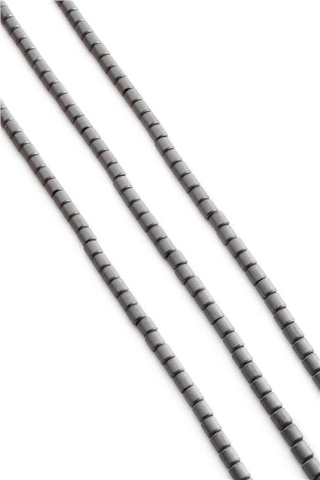 Hematite Natural Stone Matte Grey Cylinder Cut 4x4mm String Of Beads