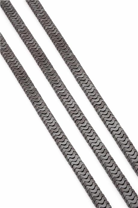 Hematite Natural Stone Matte Grey Bat Cut 7x1mm String Of Beads