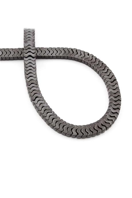Hematite Natural Stone Matte Grey Bat Cut 7x1mm String Of Beads