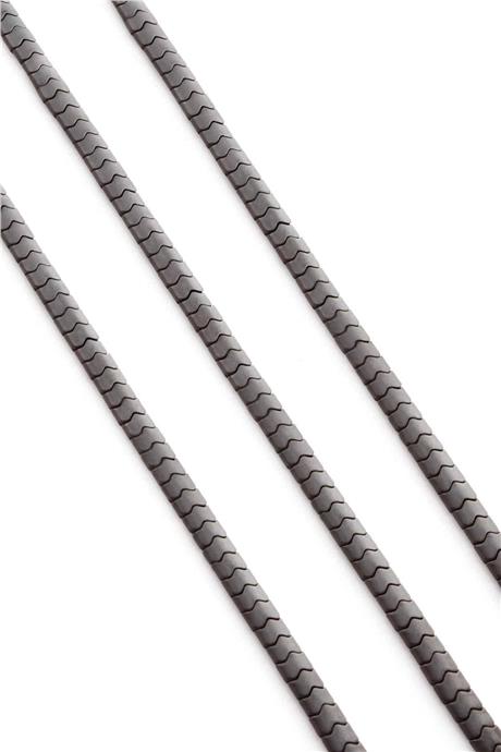 Hematite Natural Stone Matte Grey Flat Herringbone Cut 5x4mm String Of Beads