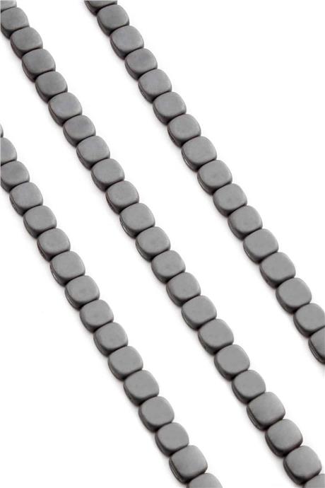 Hematite Natural Stone Matte Grey Flat Square Cut 8x8mm String Of Beads