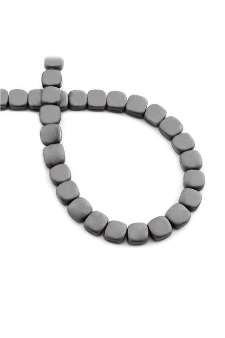 Hematite Natural Stone Matte Grey Flat Square Cut 8x8mm String Of Beads