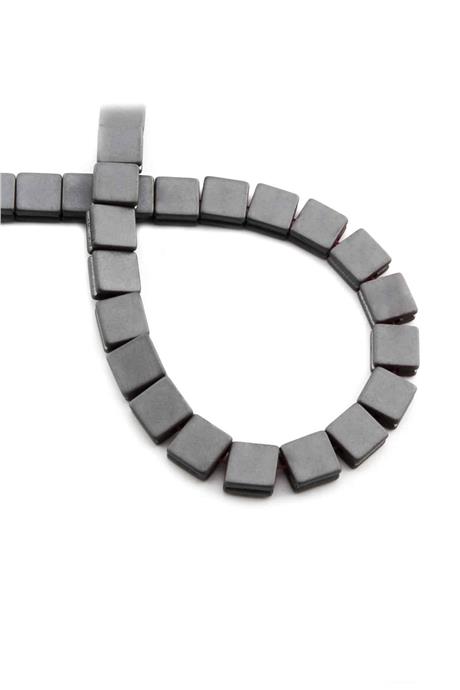 Hematite Natural Stone Matte Grey Flat Square Cut 8x8mm String Of Beads