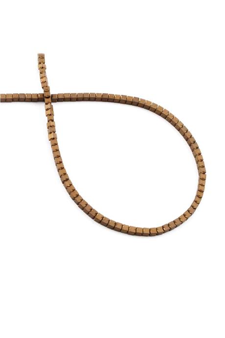 Hematit Taşı Fiyonk Küp Kesim 2x2mm- Mat Kahverengi Doğal Taş Dizi