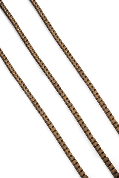Hematit Taşı Küp Kesim Mat Kahverengi 3x3mm Doğal Taş Dizi