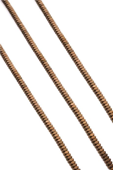 Hematite Natural Stone Matte Brown 4x2mm String Of Beads