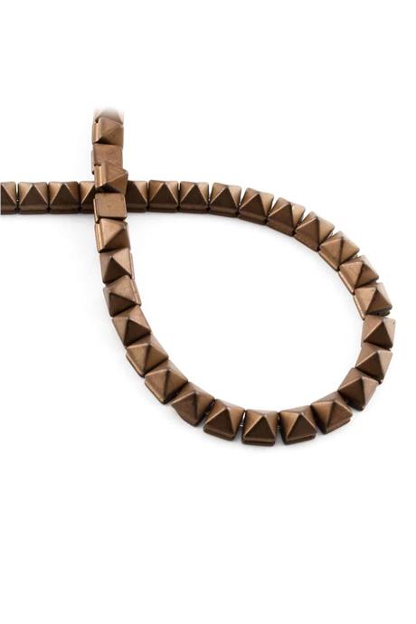 Hematit Taşı Piramit Kesim Mat Kahverengi 6x6mm Doğal Taş Dizi