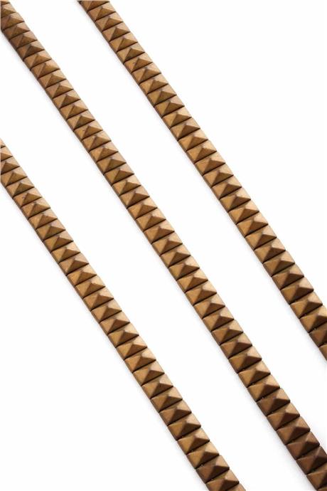 Hematit Taşı Piramit Kesim Mat Kahverengi 8x5mm Doğal Taş Dizi