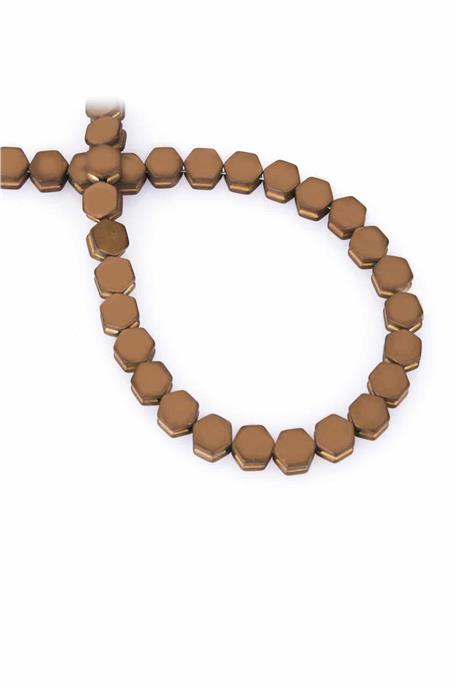 Hematite Natural Stone Matte Brown Hexagon Cut 7x4mm String Of Beads