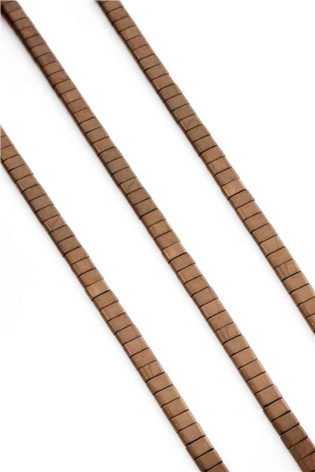 Hematite Natural Stone Matte Brown Double Hole 6x4mm String Of Beads