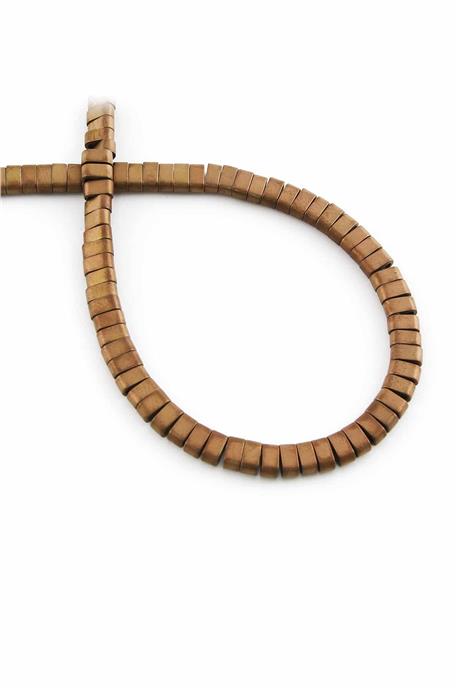Hematite Natural Stone Matte Brown Double Hole 4x2mm String Of Beads