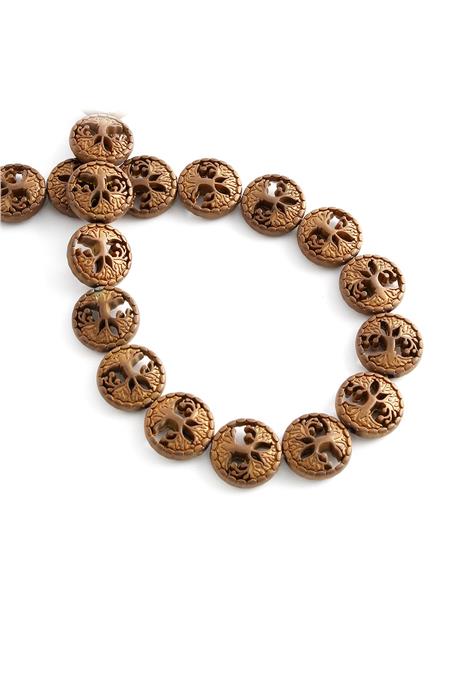 Hematite Natural Stone Matte Brown Circle Cut 12mm String Of Beads