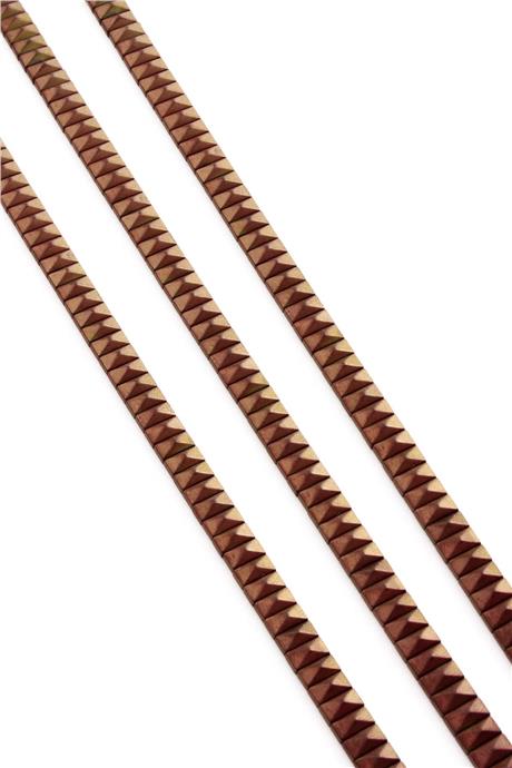 Hematite Natural Stone Matte Brown Rectangular Cut Double Hole 6x3mm String Of Beads