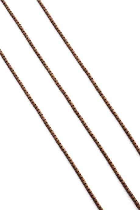 Hematite Natural Stone Matte Brown Rectangular Cut 2mm String Of Beads